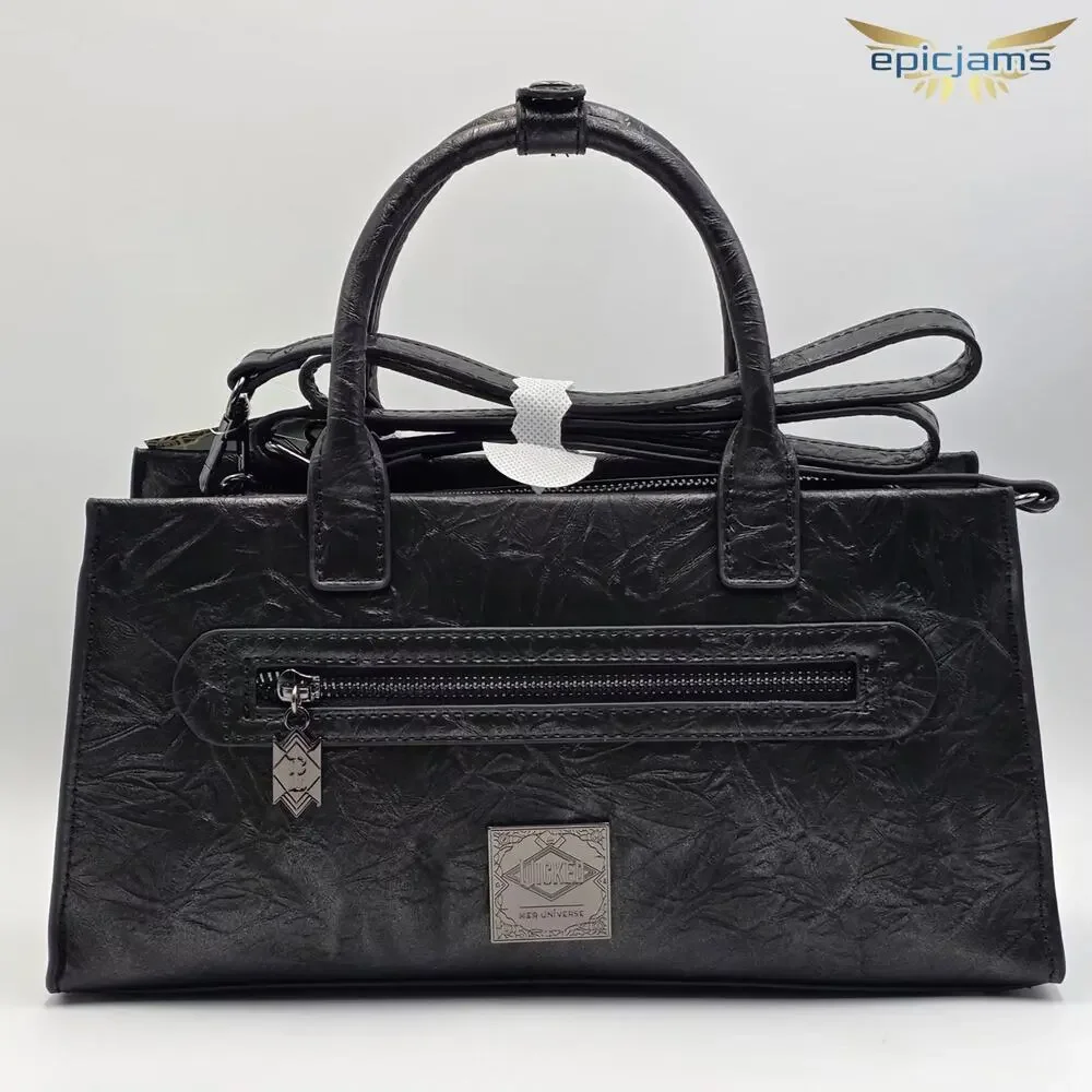 Wicked Elphaba Broomstick Crinkle Texture Black Crossbody Handbag Purse New - Picture 4 of 6
